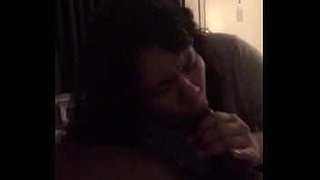 Meat down her throat