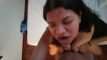 Beautiful bbw takes my entire cock in her mouth while moaning on camera