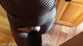 Horny young slut cheats on her husband when she sucks cock and fucks her neighbor on the stairs