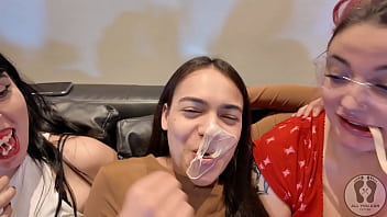 Four Girls Lollipop Chewing Gum Fetish Kissing Licking 4k thumbnail