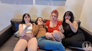 Four girls lollipop chewing gum fetish kissing licking 4k