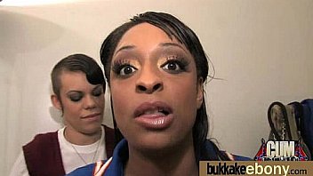 Ebony girl gang banged and covered in cum 10