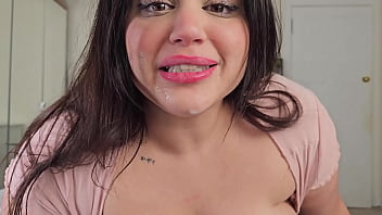 Cheating gf comes home with facial and panties full of cum