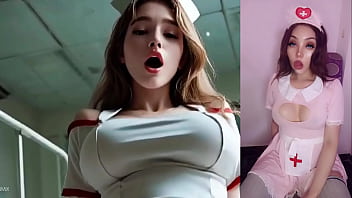 Enfermera tetona caliente la llenan de semen masturbandome con ia