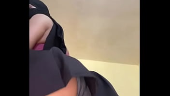Solo hijab slut with huge arab ass plays with her round butt and horny bouncy booty