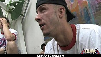 Black girl sucks many white cocks in redneck group 6