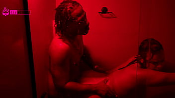 Huge black cock fucking phat ass teen in the shower of the redroom