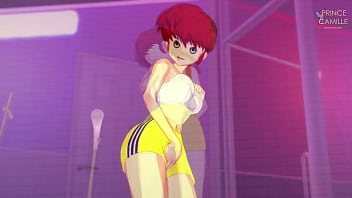 Ranma masturbates taking advantage of his woman's body