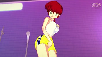 Ranma masturbates taking advantage of his woman's body