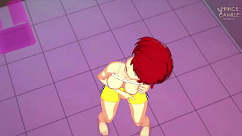 Ranma masturbates taking advantage of his woman's body