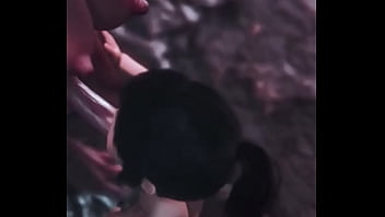 Big tittied babe sucks demon cock