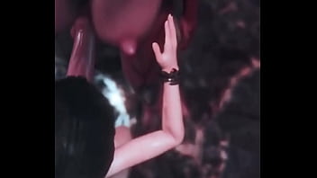 Big tittied babe sucks demon cock