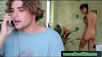 Nuru slippery massage and sloppy handjob 11