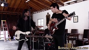 Inked punk rocker jizzed