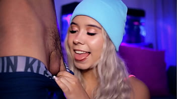 Latina webcam model makes a living sucking her friend's cock online