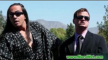 Japanese nuru massage and hardcore fuck on air matress 14