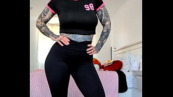 Milf sheer leggings close up