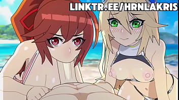 Amplected playing on the beach ended in a group fuck