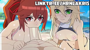 Amplected playing on the beach ended in a group fuck