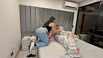 Lusty stepsis wants a taste of dick after catching him jerking off