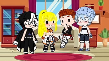 Rapariga tesuda transa com 3 raparigos