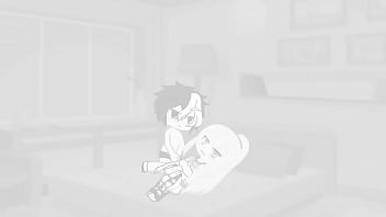 Rapariga tesuda transa com 3 raparigos