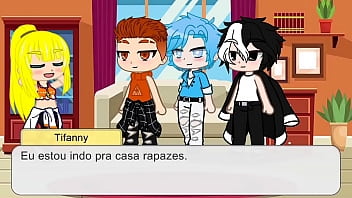 Rapariga tesuda transa com 3 raparigos