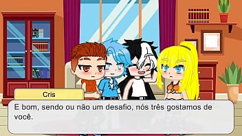 Rapariga tesuda transa com 3 raparigos