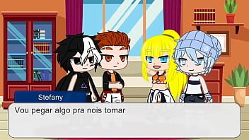 Rapariga tesuda transa com 3 raparigos