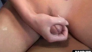 Girl rubs cock on her wet pussy
