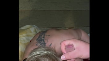 Step brother he puts her in doggy style and fucks her well then puts her on her knees and tells her to lick his balls until he cums on her tits