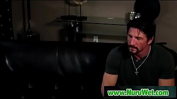 Busty asian sucking clients cock in nuru massage 19