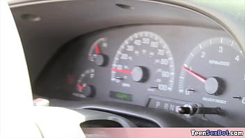 Skinny slut gives head to a driving instructor