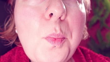 Eating jelly teddybears candies chewing mouth close up