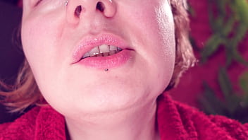 Eating jelly teddybears candies chewing mouth close up