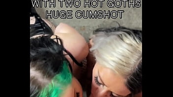 Duo blowjob from two hot goths with facial ending