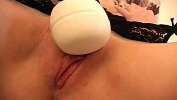 Corporate chick with big tits using toy