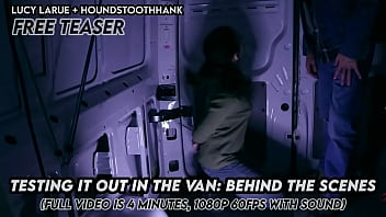 Testing it out in the van behind the scenes