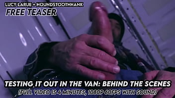 Testing it out in the van behind the scenes