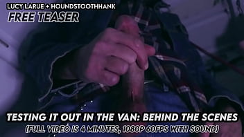 Testing it out in the van behind the scenes