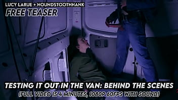 Testing it out in the van behind the scenes