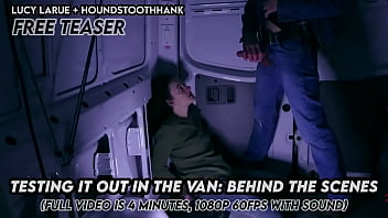 Testing it out in the van behind the scenes