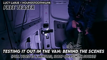 Testing it out in the van behind the scenes
