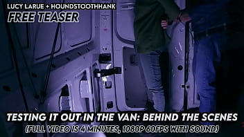 Testing it out in the van behind the scenes