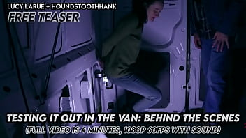 Testing it out in the van behind the scenes