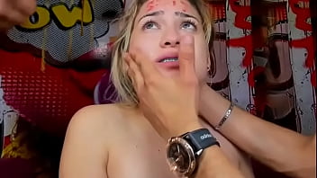 Blonde gets slapped and her throat fucked rough