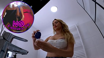 Sexy And Horny Blonde Milf Wife In The Bathroom With A Bra To Not Cover Her Nipples Or Big Boobs Enough Wants Attention thumbnail