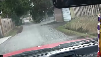 Sucking off his dick while driving