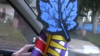 Sucking off his dick while driving