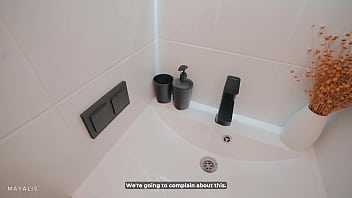 Juicy apartment manager came to inspect the apartment and fixed the pipe issue